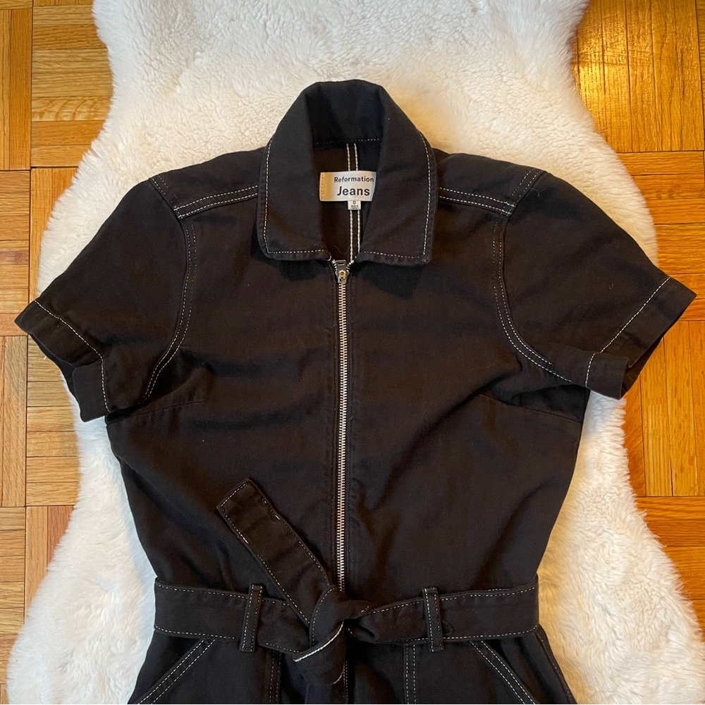 REFORMATION Cassidy Corduroy Jumpsuit Black - Picture 7 of 12